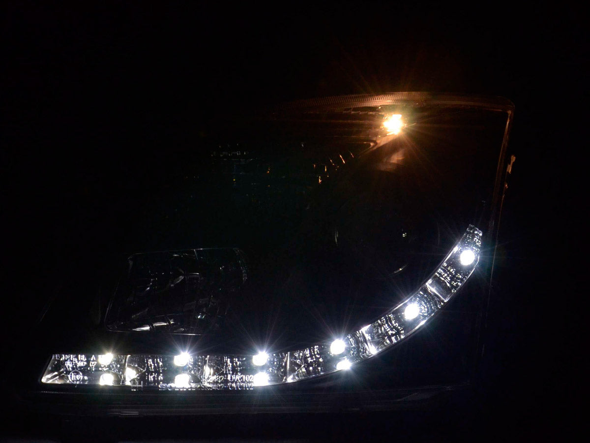 Scheinwerfer Set Daylight LED TFL-Optik Opel Vectra C 02-05 schwarz Scheinwerfer Set Daylight LED TFL-Optik Opel Vectra C 02-05 schwarz